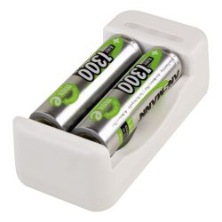 NIMH-LADER 2 X AAA/AA INCL. 2 X AA 1300MA BATTERIJ