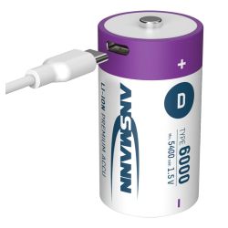LI-ION 1.5V D 5400MA 2 STUKS INCLUSIEF LAADKABEL