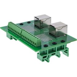 2 X RJ45 FEMALE HORIZONTAAL MET TERMINAALBLOK DINRAIL