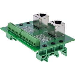 2 X RJ45 FEMALE VERTIKAAL MET TERMINAALBLOK DINRAIL