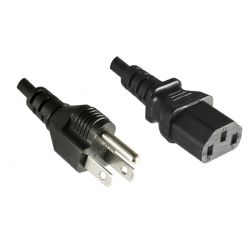 NETSNOER AMERIKA USA STEKKER (TYPE B) - C13 3 X 0.75MM2 2.5MZWART