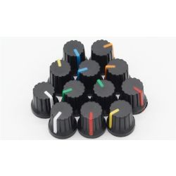 KNOP ZWART BLAUWE LIJN 15MM VOOR 6MM KARTEL AS