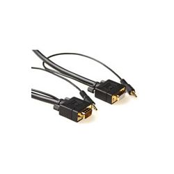 VGA KABEL 10.0M MALE-FEMALE ULTRA HIGH QUALITY MET RF-BLOCKAFGESCHERMDE KAP MET AUDIO 2 X 3,5MM STEREO JACK PLUG