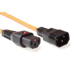NETSNOER 3.0M C14 3 POLIG MALE - C13 3 POLIG FEMALE ORANJE 3X1.00MM2 LOCKABLE