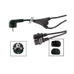 NETSNOER 1.8M RA STEKKER - 2XC13 3 POLIG FEMALE ZWART 3X0.75MM2