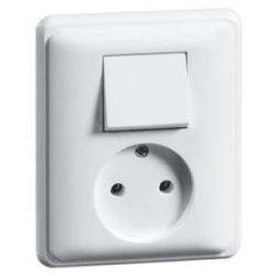 SCHAKELAAR WISSEL + STOPCONTACT INBOUW ZONDER RA CREME