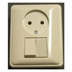 SCHAKELAAR SERIE  + STOPCONTACT INBOUW ZONDER RA CREME