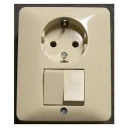 SCHAKELAAR SERIE  + STOPCONTACT INBOUW MET RA CREME