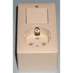 SCHAKELAAR WISSEL OPBOUW + STOPCONTACT MET RANDAARDE CREME