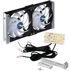 DUBBELE VENTILATOR 12V 92X25MM MET TIMER EN REGELAAR
