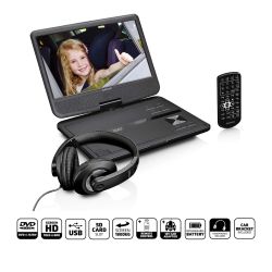 DRAAGBARE 10'' DVD-SPELER MET USB - KOPTELEFOON-OPHANGBEUGELZWART