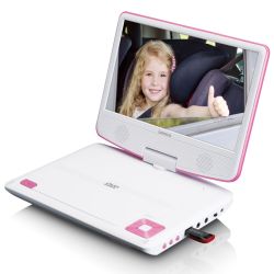DRAAGBARE 9'' DVD-SPELER MET USB-KOPTELEFOON EN MONTAGEBEUGEL ROZE