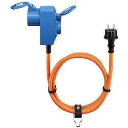 CEE VERLOOPSNOER 1.5M RA STEKKER - CEE 3P CONTRA BLAUW MET DOORVOER 230V/16A 3 X 2,5MM2