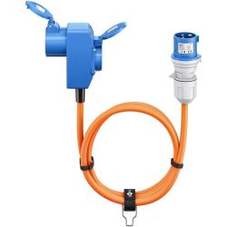 CEE VERLOOPSNOER 1.5M CEE STEKKER 3P BLAUW - 2 X CEE 3P CONTRA BLAUW 230V/16A 3 X 2,5MM2