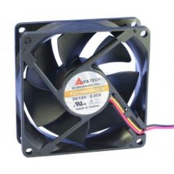 VENTILATOR  12V/DC KOGELLAGER 80X80X25MM MET 3 POLIGE STEKKER