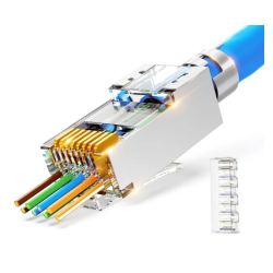 RJ45 8P CAT7 STP 4 STUKS KABEL ROND MASSIEVE ADERS MET INZETSTUK