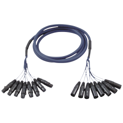 XLR 3P MALE-XLR 3P FEMALE 3M 8X IN EEN KABEL
