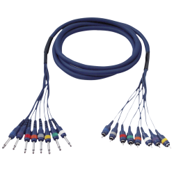 6.3MM JACK MALE MONO 8X-TULP MALE 8X 6M IN EEN KABEL