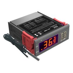 DIGITALE LED THERMOSTAAT MET EXTERNE SENSOR -50C/+99C 12VDCDC 2 RELAIS UITGANGEN 10A COOL EN HEAT