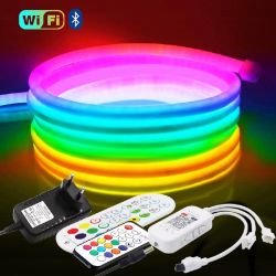 LED STRIP RGB (NEON) 5M 120LEDS WIFI/TUYA + AFSTANDBEDIENING24VDC VOEDING EN IP67