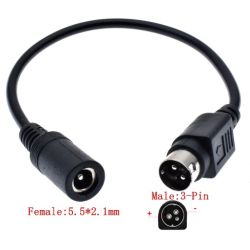VOEDINGS PLUG R7B 3P MALE NAAR DC 2.1X5.5MM CONTRA PLUG 20CM