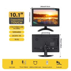 DISPLAY 10'' 1280X800 TOUCH VGA/HDMI MET STANDAARD
