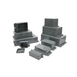 ABS SPATWATERDICHT 115X65X40MM DONKERGRIJS MET MONTAGEFLENS