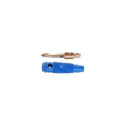 BANAANSTEKKER 4MM MALE BLAUW MET DWARSGAT EN SCHROEFAANSLUITING 60VDC 16A