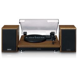 PLATENSPELER MET BLUETOOTH EN TWEE EXTERNE LUIDSPREKERS HOUT