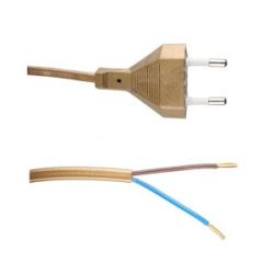 NETSNOER 2X0.75MM2 EUROSTEKKER - OPENEND 1,5M 2,5A/230V GOUD