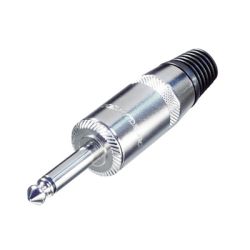JACKPLUG 6,3MM MONO METAAL POLISHED MET 8MM KABEL INGANG