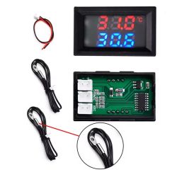 DIGITALE LED TEMPERATUURMETER MET DUBBELE SENSOR