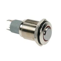 DRUK 1X NO+1X NC 24VDC/1A 230VAC/0.5A MET ROOD VERLICHTE RING LED 12V HOGE KNOP