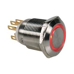 MOMENT 1X NO+1X NC 230VAC/5A MET ROOD VERLICHTE RING LED 12VRVS