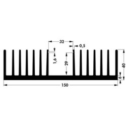 KOELPROFIEL 150X1000X40MM - ZWART