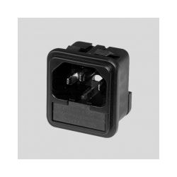 EUROSTEKKER CHASSIS 3P MALE MET ZEKERING FASTON 4.8MM AANSLUITING 65?C