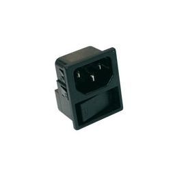 EUROSTEKKER CHASSIS SNAP-IN 3P MALE MET SCHAKELAAR FASTON 6.3MM AANSLUITING 65?C